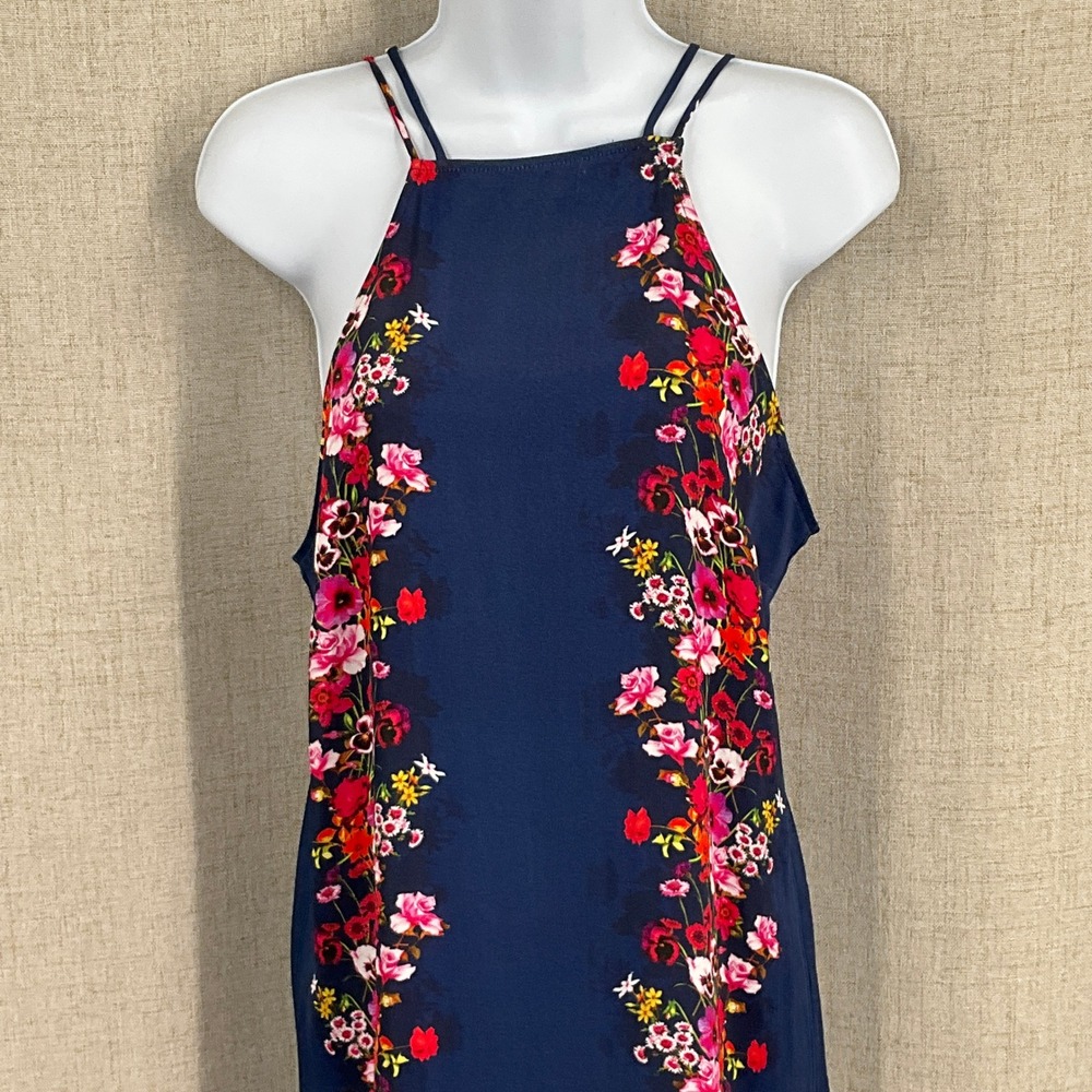 Anthropologie Maxi Dress Womens XS Navy Floral Halter Wedding Guest Spring NEW - Picture 4 of 13